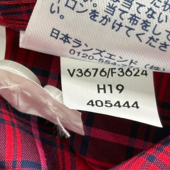 Lands End Shirt Womens 26W Red Blue Plaid No Iron Supima Cotton Button-Down - Picture 6 of 13